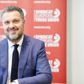 El presidente de CES, Luca Visentini./ Manuel Ruiz Rico.