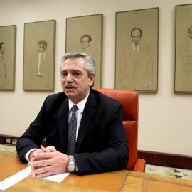 05/09/2019.- El candidato a la presidencia de la República Argentina, Alberto Fernández, este jueves, durante la conferencia 'América Latina y Europa: desafíos del proceso de integración' que ha ofrecido en la sala constitucional del Congreso de los 