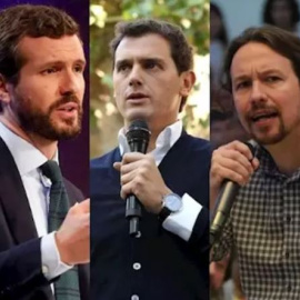 Pedro Sánchez (PSOE), Pablo Casado (PP), Albert Rivera (Cs), Pablo Iglesias (Unidas Podemos) y Santiago Abascal (Vox). / EUROPA PRESS