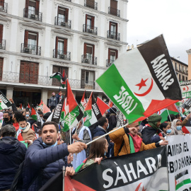 Manifestación frente al Ministerio de Asuntos Exteriores por la autodeterminación del Sáhara