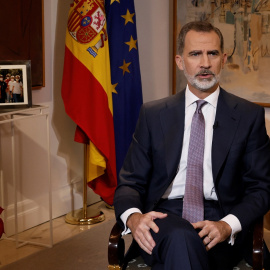 El rey Felipe VI pronuncia su tradicional mensaje de Nochebuena, el octavo de su reinado. EFE/Ballesteros POOL
