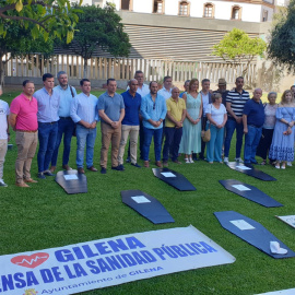 Los alcaldes, en la Diputación de Sevilla, este martes.