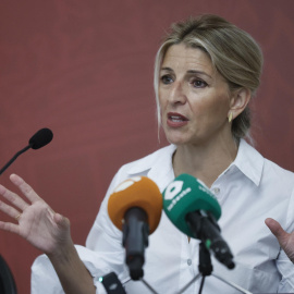 a líder de Sumar y vicepresidenta segunda del Gobierno, Yolanda Díaz, inaugura el curso 'Una legislatura social y de cambio: la democracia en la empresa', organizado por Sumar y la Universidad Complutense de Madrid (UCM)