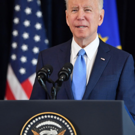 29/3/22-Joe Biden durante una rueda de prensa con la presidenta de la Comisión Europea después de su reunión en Bruselas, a 25 de marzo de 2022.