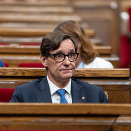 El primer secretario del PSC, Salvador Illa, durante el pleno del Parlament para comunicar la imposibilidad de proponer un candidato a la Presidencia de la Generalitat, en el Parlament, a 26 de junio de 2024, en Barcelona, Catalunya (España).