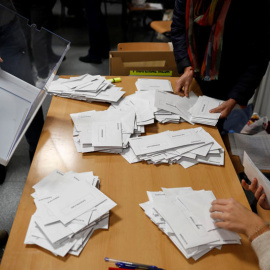 Recuento de votos en un colegio electoral de Madrid. (REUTERS)