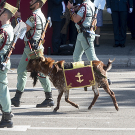 La Legión y su cabra 'Pacoli' durante el desfile del 12 de octubre 'Día de la Fiesta Nacional'