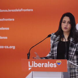 La presidenta nacional de Ciudadanos, Inés Arrimadas, durante una rueda de prensa el miércoles 29 de diciembre.