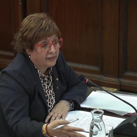 Captura de la señal institucional del Tribunal Supremo con la declaración de la exconsellera de Trabajo, Asuntos Sociales y Familia Dolors Bassa, en el juicio del "procés", que encara este miércoles la segunda semana del proceso judicial con una ronda