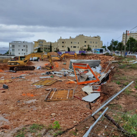 22/10/2019.-  En Sant Antoni se ha levantado del suelo una caseta de obra esta jornada de climatología adversa a causa de la Depresión en Niveles Altos (DANA) que envuelve a Baleares. EFE/Ayuntamiento de Sant Antoni de Portmany