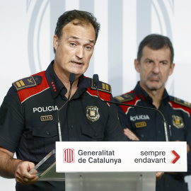 El comisario jefe de los Mossos d,Esquadra, Eduard Sallent, durante la rueda de prensa para explicar el operativo para detener a Puigdemont.