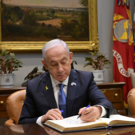 Imagen de archivo del presidente israelí, Benjamin Netanyahu, durante una reunión en la Casa Blanca.