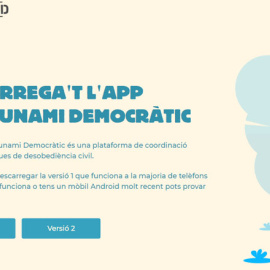 Captura de la página web de Tsunami Democràtic donde se aloja el enlace para descargar su app. / Tsunami Democràtic