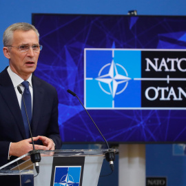 El secretario general de la OTAN, Jens Stoltenberg, ofrece una rueda de prensa este jueves 7 de abril de 2022 en la sede de la organización en Bruselas.