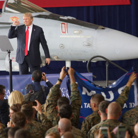 Trump se dirige a las tropas en San Diego el pasado marzo. Sandy Huffaker/AFP