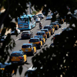 Protesta de los taxistas barceloneses este pasado jueves. (EFE)