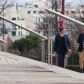 Alberto Núñez Feijóo, y el presidente en funciones de Castilla y León, Alfonso Fernández Mañueco, en un acto público en Valladolid, a 19 de marzo de 2022.