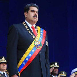 Nicolás Maduro justo antes de que se produjera el atentado con drones en Caracas./REUTERS