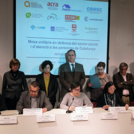 La roda de premsa on s'ha presentat el manifest de la Mesa Unitària del Sector Social. @Taula3sector