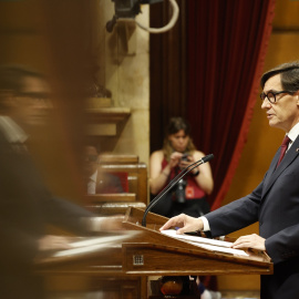 El candidato a la investidura para presidir la Generalitat de Catalunya, Salvador Illa, interviene en el debate del pleno de investidura.