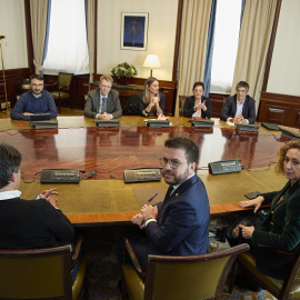 21/04/2022. El presidente de la Generalitat de Cataluña, Pere Aragonès, durante su reunión en el Congreso de los Diputados, a 21 de abril de 2022.