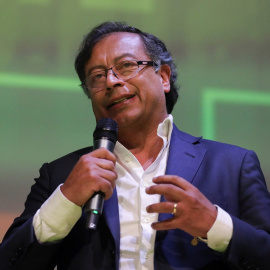 29/03/2022 El candidato del Pacto HIstórico, Gustavo Petro, durante un debate en la Universidad de Bogotá, en Colombia