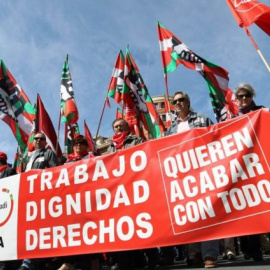 Cabecera de la manifestación del 1 de Mayo, en Madrid - EFE