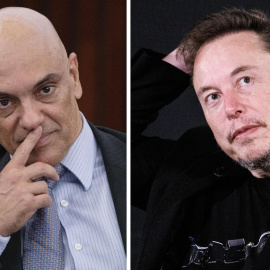 El juez del Tribunal Supremo de Brasil Alexandre de Moraes y el empresario tecnológico estadounidense Elon Musk.