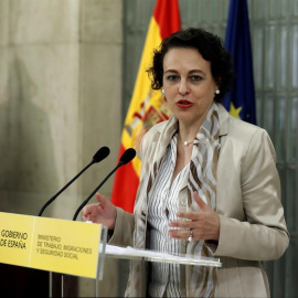 La ministra de Trabajo, Migraciones y Seguridad Social, Magdalena Valerio, tras presidir la Conferencia Sectorial de Inmigración. EFE/Kiko Huesca