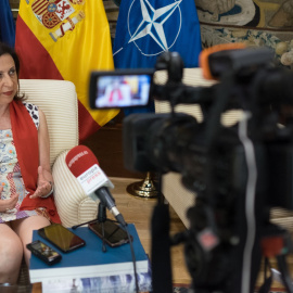 La ministra de Defensa, Margarita Robles, durante la entrevista. Eduardo Parra/EUROPA PRESS