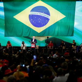 Lula durante el acto en el que ha oficializado su candidatura para la Presidencia de Brasil.