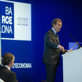 06/05/2022 El presidente del PP, Alberto Núñez Feijóo, interviene en la sesión 'Retos de la economía española II', de la jornada de clausura de la XXXVII Reunió Cercle d’Economia, en Barcelona