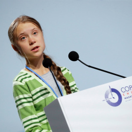 Greta Thunberg en su discurso en la Cumbre del Clima./ REUTERS