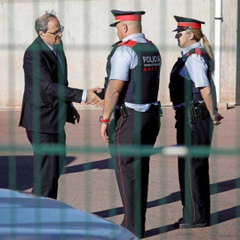 El presidente de la Generalitat, Quim Torra, a su llegada al centro penitenciario de Lledoners. (SUSANNA SÁEZ | EFE)