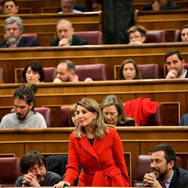 La futura ministra de Trabajo y diputada de Galicia, Yolanda Díaz, durante la investidura de Pedro Sánchez. / Unidas Podemos