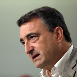 El cabeza de lista al Congreso por el PNV, Aitor Esteban, durante su valoración este martes del acuerdo alcanzado entre los líderes del PSOE y Podemos Pedro Sánchez y Pablo Iglesias respectivamente. EFE/LUIS TEJIDO