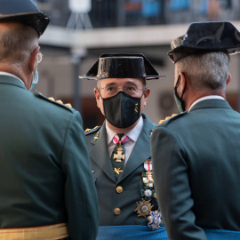 El coronel Diego Pérez de los Cobos (c) durante los actos de celebración de la Patrona de la Guardia Civil, la Virgen del Pilar, a 11 de octubre de 2021, en Madrid, (España).
