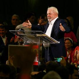 07/05/2022 Inacio Lula da Silva habla durante el acto de lanzamiento de la coalición Vamos Juntos Pelo Brasil en Sao Paulo