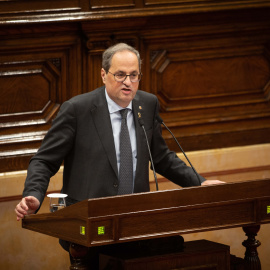 El presidente de la Generalitat Quim Torra durante la sesión del Parlament de este martes. / Europa Press