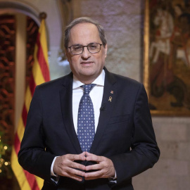 El presidente de la Generalitat, Quim Torra, en su mensaje institucional de Fin de Año. E.P.