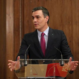 30/12/2019.- El candidato a la investidura, Pedro Sánchez, pronuncia unas palabras durante el acto de firma del acuerdo programático con Unidas Podemos. / EFE - JUANJO MARTÍN