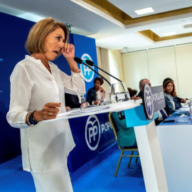 07/09/2018.- La presidenta del PP de Castilla-La Mancha, María Dolores de Cospedal, druante la Junta Directiva Regional del PP celebrada esta mañana en Toledo para convocar el Congreso extraordinario en el que se elegirá el nuevo líder de la formació