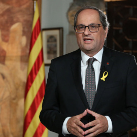 El president de la Generalitat, Quim Torra, durant el seu missatge institucional de la Diada, aquest dilluns 10 de setembre. / Generalitat de Catalunya.