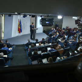 Foto de diciembre de 2018, del presidente del Gobierno, Pedro Sánchez, durante la rueda de prensa posterior al Consejo de Ministros en la que ofreció el balance de gestión del Gobierno. POOL MONCLOA/Fernando Calvo