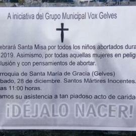Convocatoria distribuida por el concejal de Gelves para la celebración de una misa "por todos los niños abortados en 2019./ Twitter
