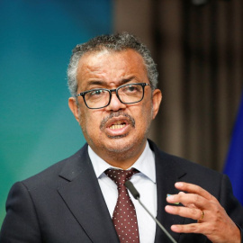 El director general de la OMS, Tedros Adhanom Ghebreyesus, durante una alocución en el Consejo Europeo el pasado 18 de febrero de 2022.