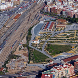 Vista aérea del Parque Central y las línea ferroviarias de València.- VALENCIA PARQUE CENTRAL