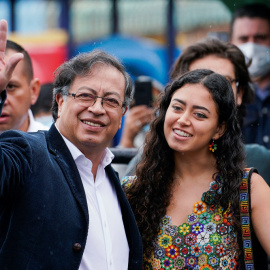 Gustavo Petro, tras votar este domingo en Bogotá.