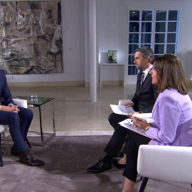 El presidente del Gobierno, Pedro Sánchez, durante su entrevista en TVE.