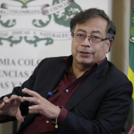24/05/2022-El candidato presidencial por la coalición Pacto Histórico, Gustavo Petro, el 24 de mayo durante una reunión con la Academia de Ciencias en Bogotá (Colombia)